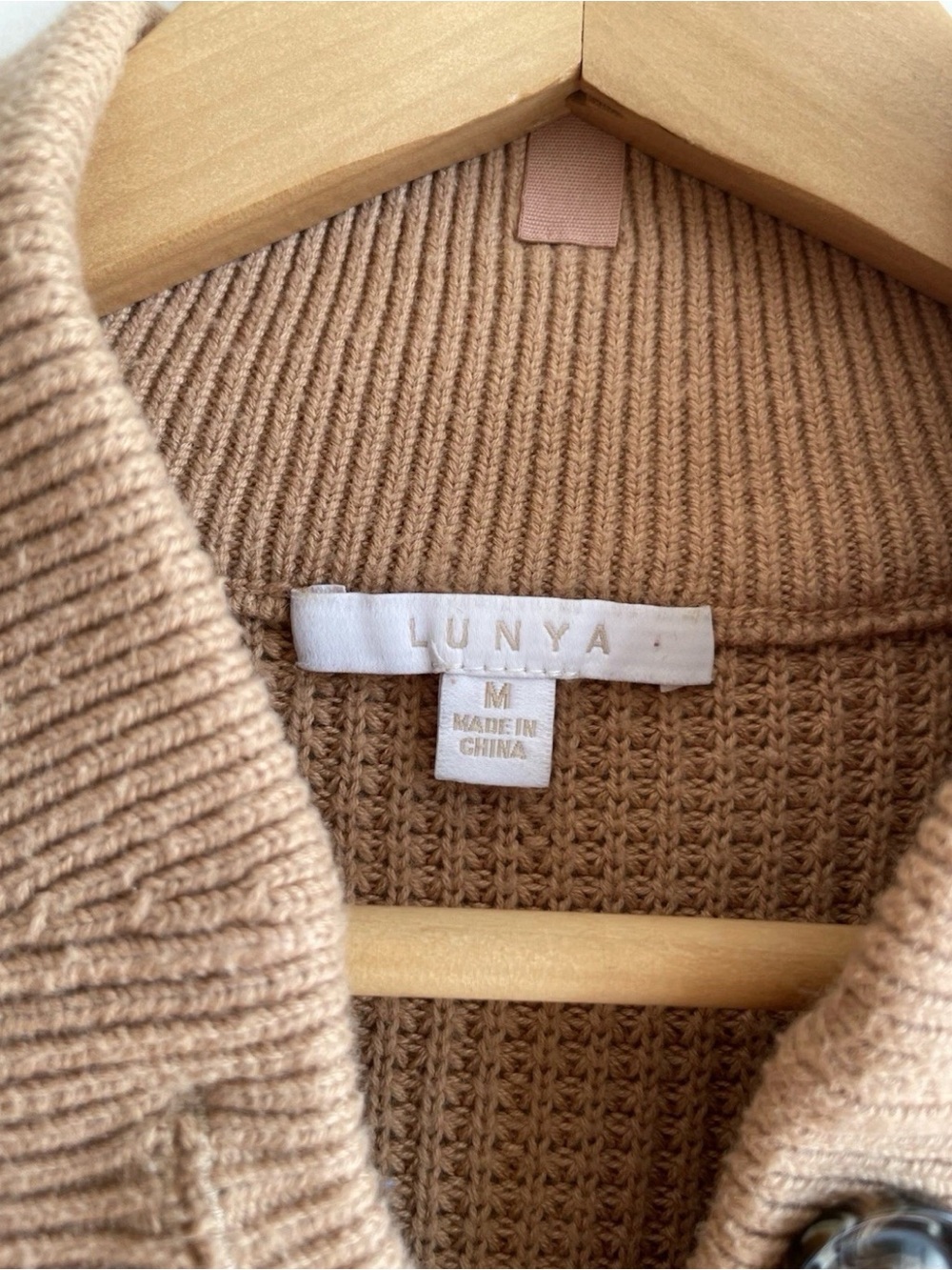 Lunya Cotton Silk Waffle Knit Henley Pullover Sweater Size M Quiet Luxury - Picture 3 of 6
